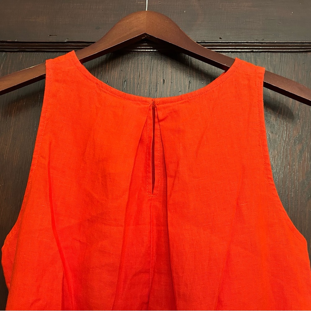 Madewell Bright Orange-Red Linen Blend Top - Picture 3 of 8